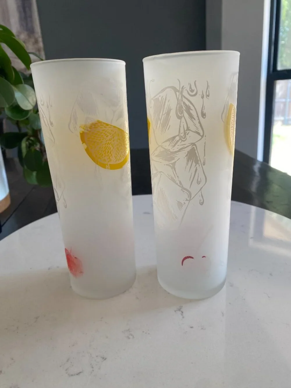 Vintage MCM Tom Collins Federal Glass Set of 2 Cherry Lemon Ice Cocktail